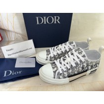 Dior B23 Low Top Unisex Sneakers White and Black Dior Oblique Canvas