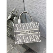 Dior Book Tote Grey Dior Oblique Embroidery
