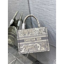 Dior Book Tote Grey Toile De Jouy Reverse Embroidery
