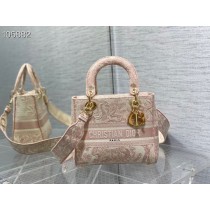 Dior Book Tote Pink Toile De Jouy Reverse Embroidery 24CM