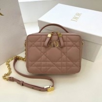 Dior Caro Box Bag Quilted Macrocannage Calfskin Pink