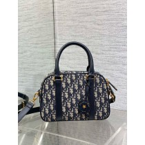 Dior D-Vibe Bowling Bag Blue Dior Oblique Jacquard
