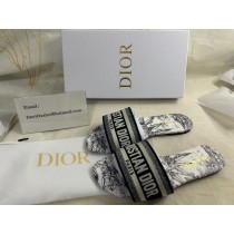 Dior Dway Slides Women Embroidered Cotton Mules Black