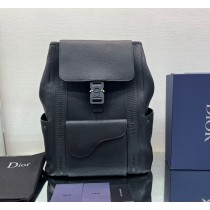 Dior Saddle Backpack Black Grained Calfskin