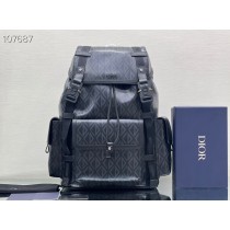 Dior Hit The Road Backpack CD Diamond Calfskin Black