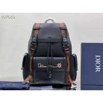 Dior Hit The Road Backpack Granied Calfskin Black
