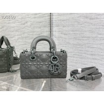 Dior Lady D-Joy Bag16CM Cannage Calfskin Diamond Motif Gray