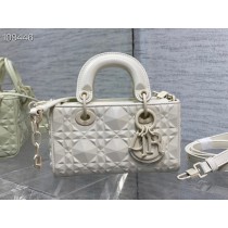 Dior Lady D-Joy Bag16CM Cannage Calfskin Diamond Motif White