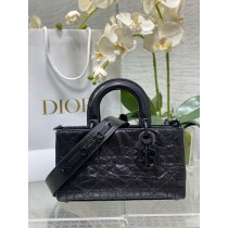 Dior Lady D-Sire Bag Black Macrocannage Crinkled Calfskin