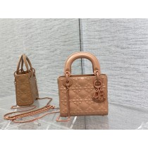 Dior Lady Dior Bag 17CM Cannage Calfskin with Diamond Motif Pink