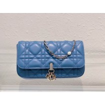 Dior Lady Dior Bag 19CM Lambskin Cannage Blue