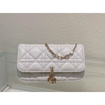 Dior Lady Dior Bag 19CM Lambskin Cannage White