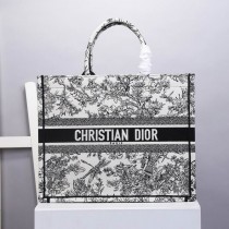 Dior Large Book Tote 41CM Embroidery Black White