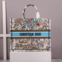 Dior Large Book Tote 41CM Forest Motif Embroidery White