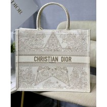 Dior Large Book Tote Star Motif Embroidery White