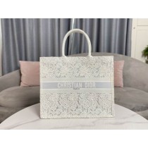 Dior Large Book Tote White Multicolor D-Lace Embroidery With Macramé Effect