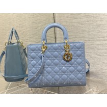 Dior Large Lady Dior Bag 32CM Ultramatte Cannage Calfskin Blue