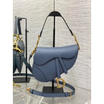 Dior Large Saddle Bag Grained Calfskin Blue
