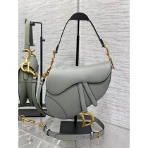 Dior Large Saddle Bag Grained Calfskin Grey