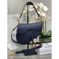 Dior Large Saddle Bag Grained Calfskin Navy Blue