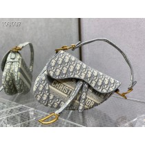 Dior Large Saddle Strap Bag 25cm Gray Dior Oblique Embroidery