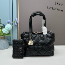 Dior Large Toujours Bag Macrocannage Calfskin Black