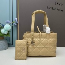 Dior Large Toujours Bag Macrocannage Calfskin Khaki