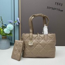 Dior Large Toujours Bag Macrocannage Calfskin Taupe