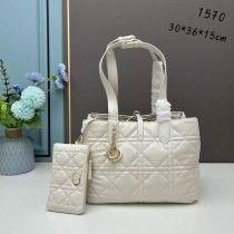 Dior Large Toujours Bag Macrocannage Calfskin White