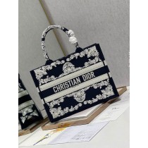 Dior Medium Book Tote 36CM D-lace Embroidery Black White