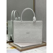 Dior Medium Book Tote 36CM D-Lace Embroidery White