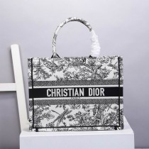 Dior Medium Book Tote 36CM Dragonfly Motif Black White