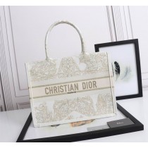 Dior Medium Book Tote 36CM Embroidery Beige