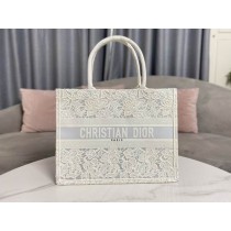 Dior Medium Book Tote 36CM Multicolor D-Lace Embroidery With Macramé Effect