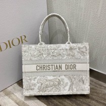 Dior Medium Book Tote 36CM White Multicolor Toile de Jouy Voyage Embroidery