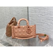 Dior Medium Lady D-Joy Bag Cannage Calfskin with Diamond Motif Pink