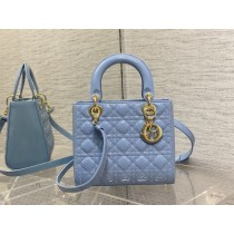 Dior Medium Lady Dior Bag 24CM Ultramatte Cannage Calfskin Blue