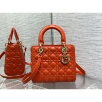 Dior Medium Lady Dior Bag 24CM Ultramatte Cannage Calfskin Orange