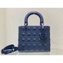Dior Medium Lady Dior Bag Cannage Calfskin Navy Blue