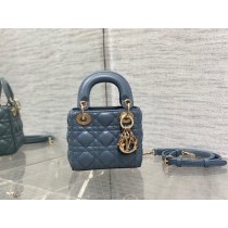 Dior Micro Lady Dior Bag Cannage Lambskin Blue