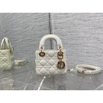 Dior Micro Lady Dior Bag Cannage Lambskin White
