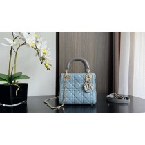 Dior Mini Lady Dior Bag Two-Tone Sky Blue and Steel Gray Cannage Lambskin