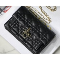 Dior Miss Dior Chain Pouch Cannage Lambskin Black