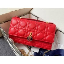 Dior Miss Dior Mini Bag Cannage Lambskin Top Handle Red