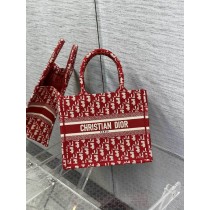 Dior Small Book Tote Dior Oblique Embossed Red