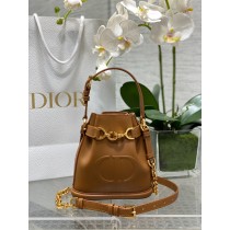 Dior Small C'Est Bag CD-Embossed Calfskin Brown