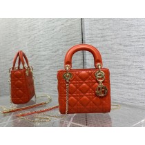 Dior Small Lady Dior Bag 17CM Ultramatte Cannage Calfskin Orange