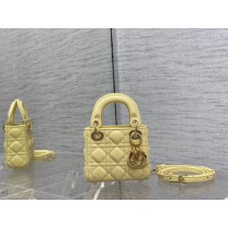 Dior Small Lady Dior Bag 17CM Ultramatte Cannage Calfskin Yellow