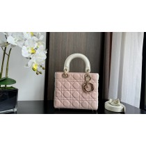 Dior Small Lady Dior Bag Two-Tone Latte and Powder Pink Cannage Lambskin