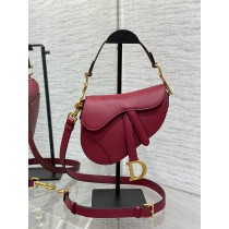 Dior Small Saddle Bag Grained Calfskin Red